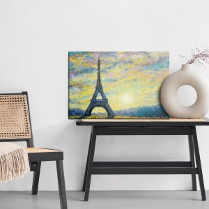 Peinture sur toile Tour Eiffel Et Coucher De Soleil – Image 6