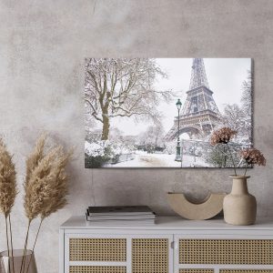 Peinture sur toile Vue Sur La Tour Eiffel En Hiver – Image 3