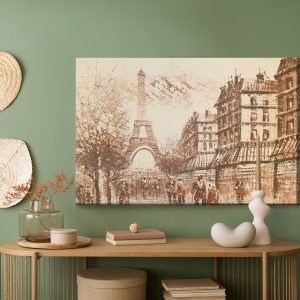 Peinture sur toile Panorama De Paris Dans Les Tons De Beige – Image 5