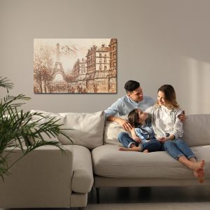 Peinture sur toile Panorama De Paris Dans Les Tons De Beige – Image 7