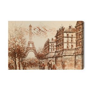 Peinture sur toile Panorama De Paris Dans Les Tons De Beige – Image 2