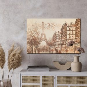 Peinture sur toile Panorama De Paris Dans Les Tons De Beige – Image 3