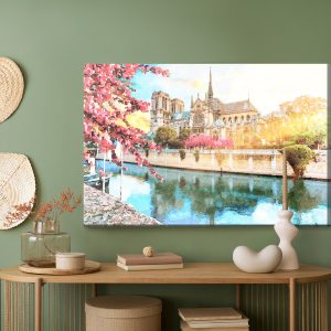 Peinture sur toile Cathédrale Notre-Dame Peinte À L'aquarelle – Image 5