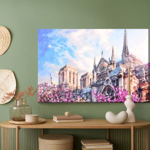 Peinture sur toile Cathédrale Notre-Dame Parmi Les Fleurs – Image 5