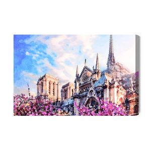 Peinture sur toile Cathédrale Notre-Dame Parmi Les Fleurs – Image 2