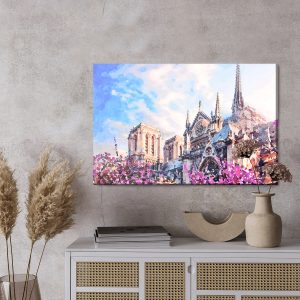 Peinture sur toile Cathédrale Notre-Dame Parmi Les Fleurs – Image 3