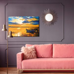Peinture sur toile Coucher De Soleil Coloré Sur L'eau – Image 4
