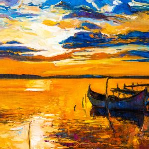 Peinture sur toile Coucher De Soleil Coloré Sur L'eau – Image 1