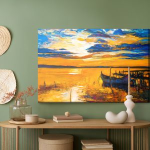 Peinture sur toile Coucher De Soleil Coloré Sur L'eau – Image 5