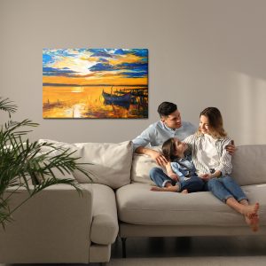 Peinture sur toile Coucher De Soleil Coloré Sur L'eau – Image 7