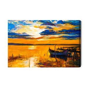 Peinture sur toile Coucher De Soleil Coloré Sur L'eau – Image 2