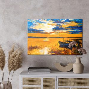 Peinture sur toile Coucher De Soleil Coloré Sur L'eau – Image 3
