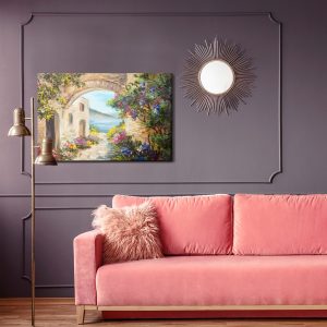 Peinture sur toile Maison Au Bord De La Mer Et Des Fleurs – Image 4