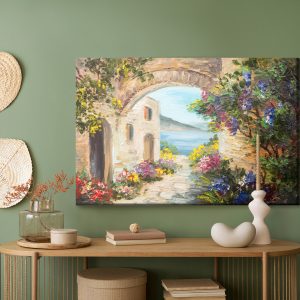 Peinture sur toile Maison Au Bord De La Mer Et Des Fleurs – Image 5