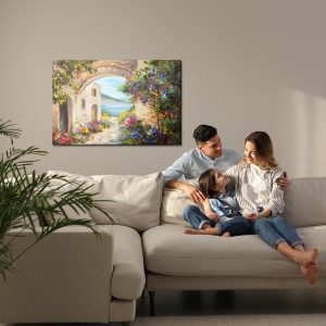 Peinture sur toile Maison Au Bord De La Mer Et Des Fleurs – Image 7