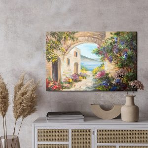 Peinture sur toile Maison Au Bord De La Mer Et Des Fleurs – Image 3