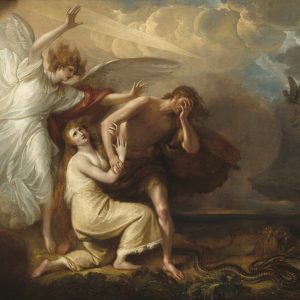 Peinture sur toile Benjamin West "L'exil D'adam Et Eve Du Paradis" Reproduction – Image 1
