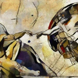 Peinture sur toile La Création D'adam Dans Le Style De Pablo Picasso – Image 1