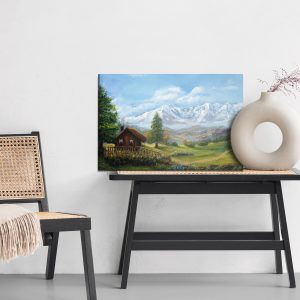 Peinture sur toile Maison Sur Fond De Paysage De Montagne – Image 6