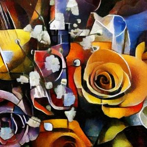 Peinture sur toile Fleurs Dans Un Style Cubiste – Image 1