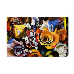 Peinture sur toile Fleurs Dans Un Style Cubiste – Image 2