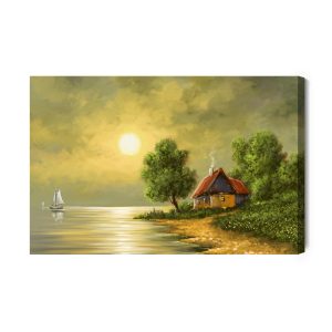 Peinture sur toile Vieille Maison Au Bord De L'eau – Image 2