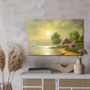 Peinture sur toile Vieille Maison Au Bord De L'eau – Image 3