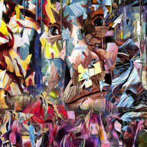 Peinture sur toile Abstraction Futuriste Colorée – Image 1