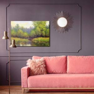Peinture sur toile Paysage De Printemps Avec Un Lac – Image 4