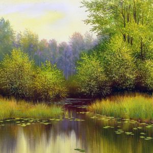 Peinture sur toile Paysage De Printemps Avec Un Lac – Image 1