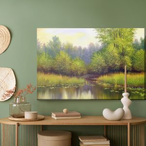 Peinture sur toile Paysage De Printemps Avec Un Lac – Image 5