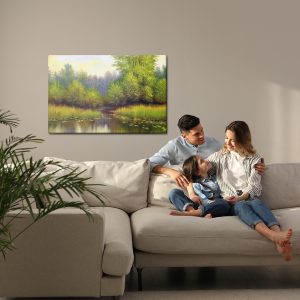Peinture sur toile Paysage De Printemps Avec Un Lac – Image 7