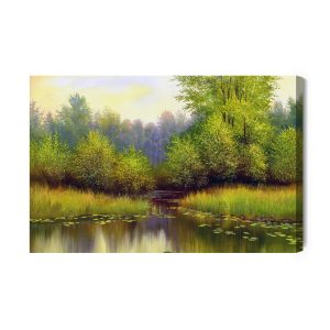 Peinture sur toile Paysage De Printemps Avec Un Lac – Image 2