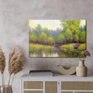 Peinture sur toile Paysage De Printemps Avec Un Lac – Image 3