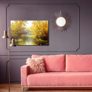 Peinture sur toile Paysage D'automne Avec Un Lac – Image 4