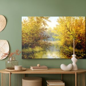 Peinture sur toile Paysage D'automne Avec Un Lac – Image 5