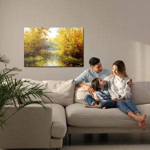 Peinture sur toile Paysage D'automne Avec Un Lac – Image 7