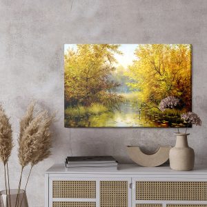 Peinture sur toile Paysage D'automne Avec Un Lac – Image 3