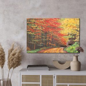 Peinture sur toile Chemin Dans La Forêt D'automne – Image 3