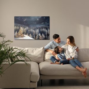 Peinture sur toile Forêt D'hiver La Nuit – Image 7