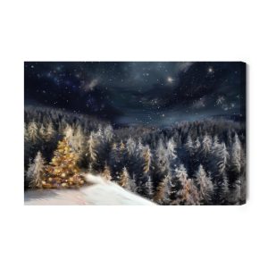 Peinture sur toile Forêt D'hiver La Nuit – Image 2