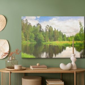 Peinture sur toile Paysage Forestier Avec Lac – Image 5