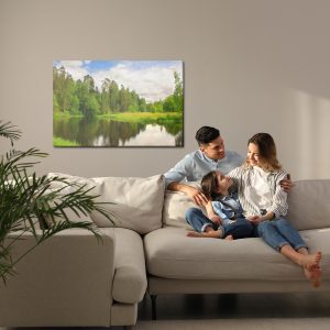 Peinture sur toile Paysage Forestier Avec Lac – Image 7