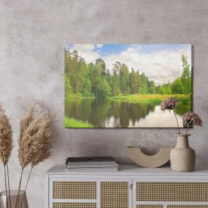 Peinture sur toile Paysage Forestier Avec Lac – Image 3