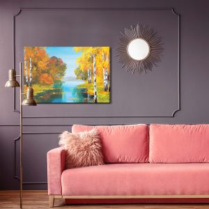 Peinture sur toile Forêt De Bouleaux Près De La Rivière – Image 4