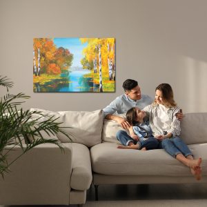 Peinture sur toile Forêt De Bouleaux Près De La Rivière – Image 7