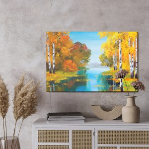 Peinture sur toile Forêt De Bouleaux Près De La Rivière – Image 3