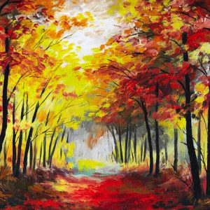 Peinture sur toile Un Paysage Forestier Aux Couleurs De L'automne – Image 1