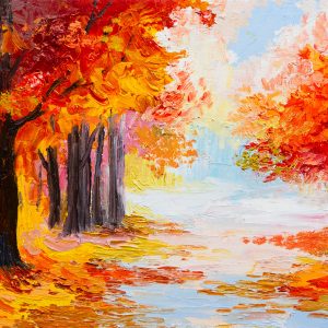Peinture sur toile Paysage Forestier Aux Couleurs De L'automne – Image 1