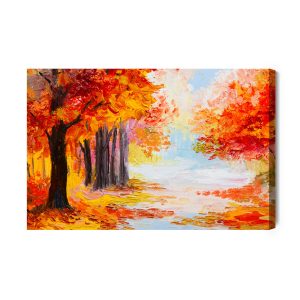 Peinture sur toile Paysage Forestier Aux Couleurs De L'automne – Image 2